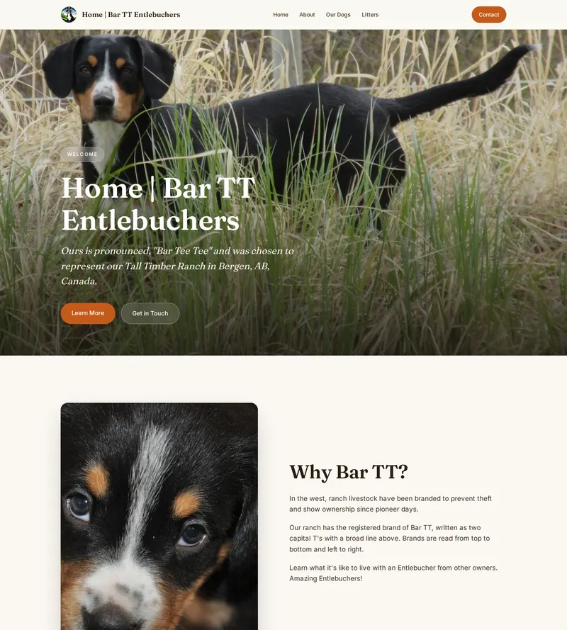Redesigned website for Bar TT Entlebuchers