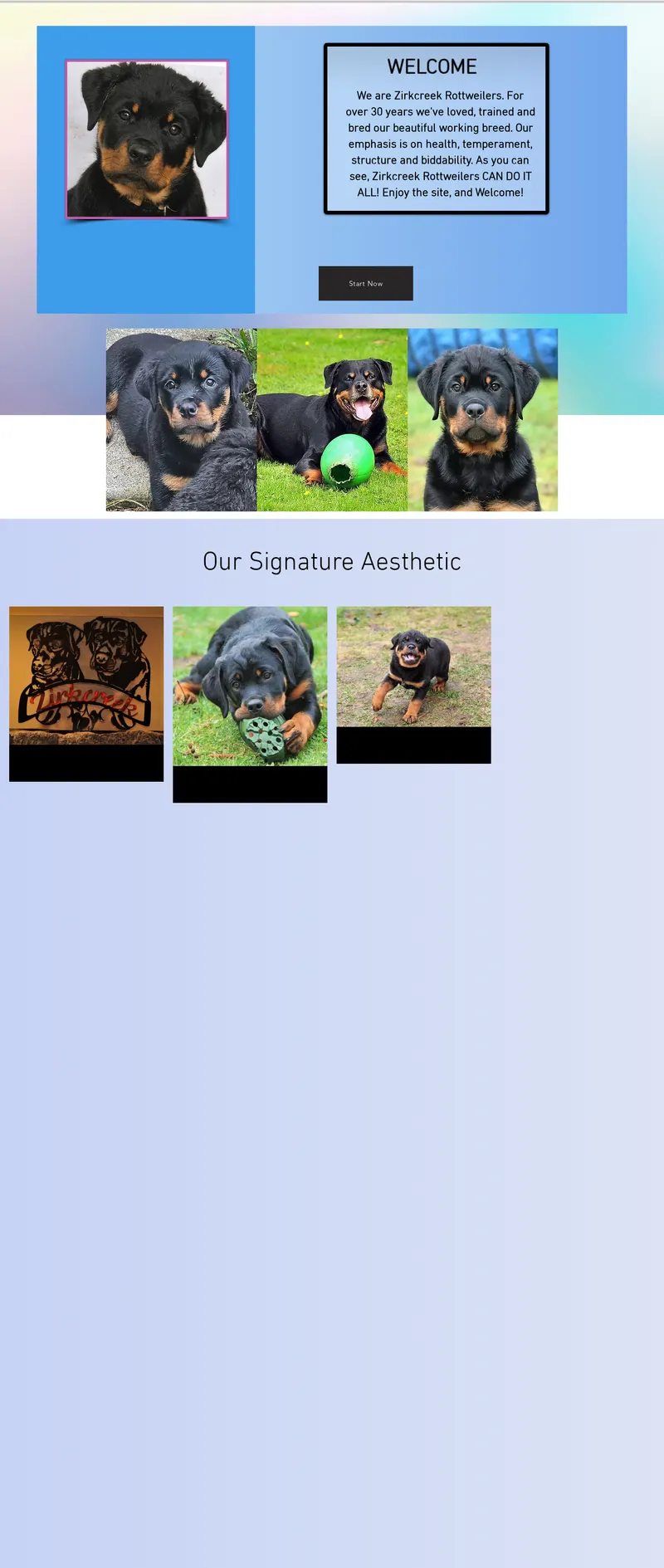 Original website for Zirkcreek Rottweilers — full page